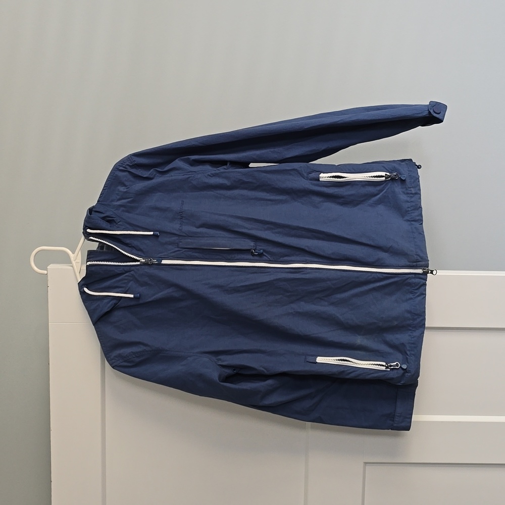 Light Blue Hooded Windbreaker